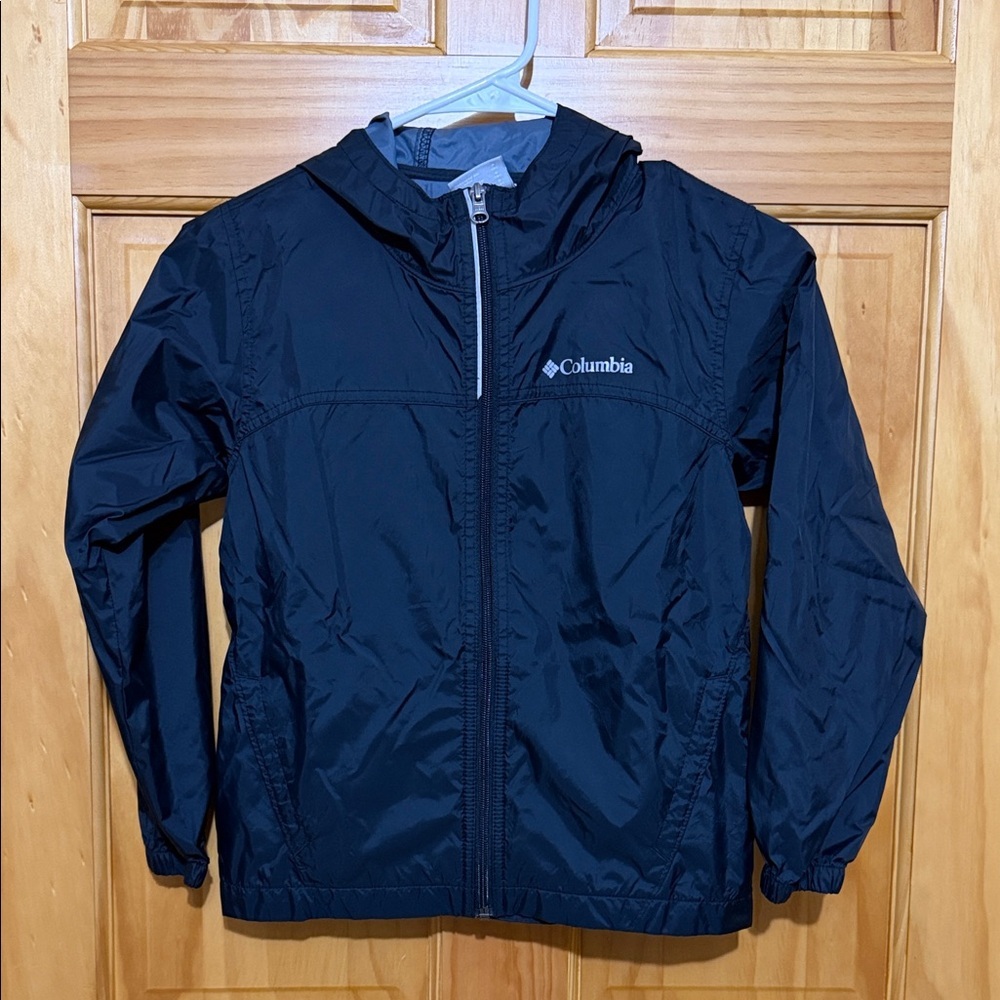 Columbia Black Hooded Windbreaker, Youth Kids Size Small (8)